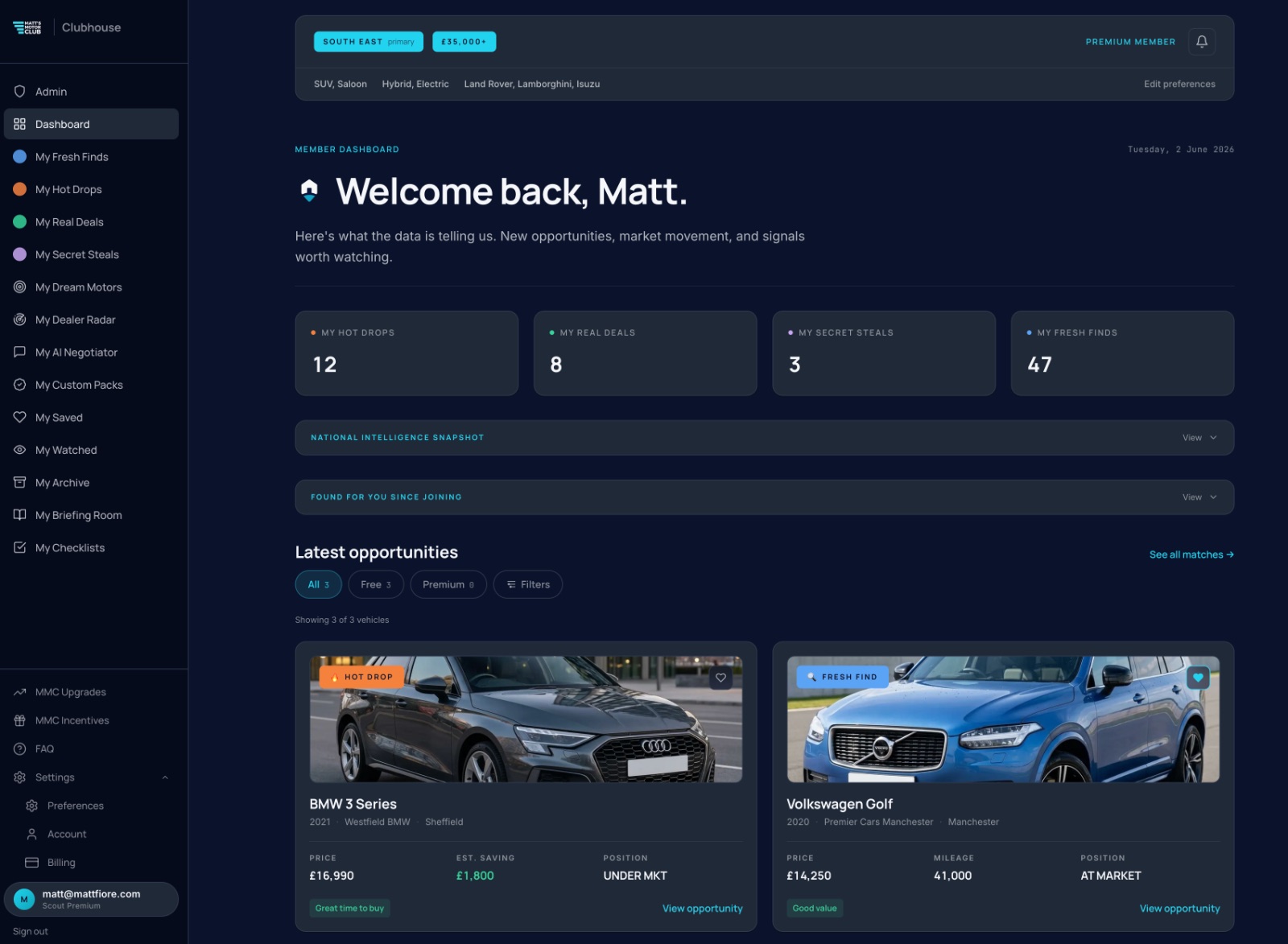 MMC member dashboard